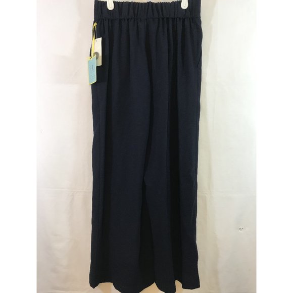 NWT CeCe Navy Blue Cropped Wide Leg Pants with Buttons - Picture 7 of 8
